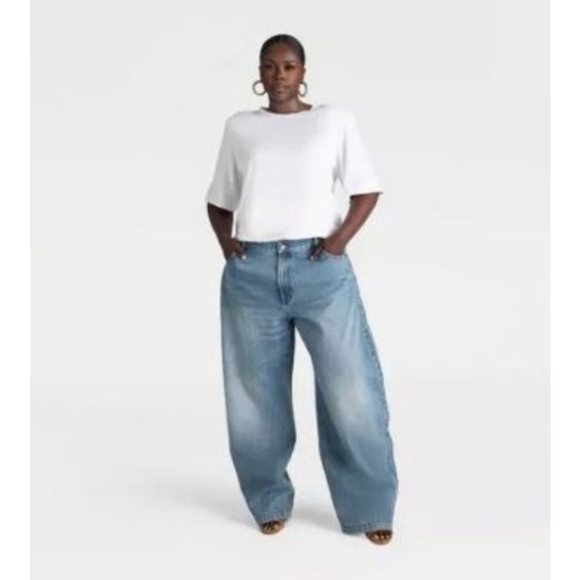 KBB by Kahlana Plus Size 18 Blue Barrel Leg Jeans - Picture 12 of 12